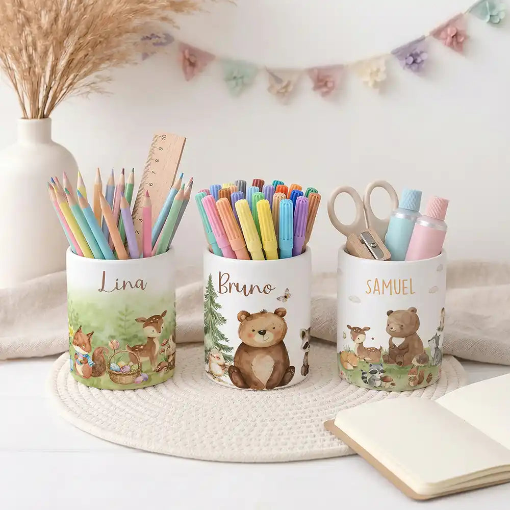 Stiftehalter Bär & Waschbär - Schreibtisch-Organizer Keramik