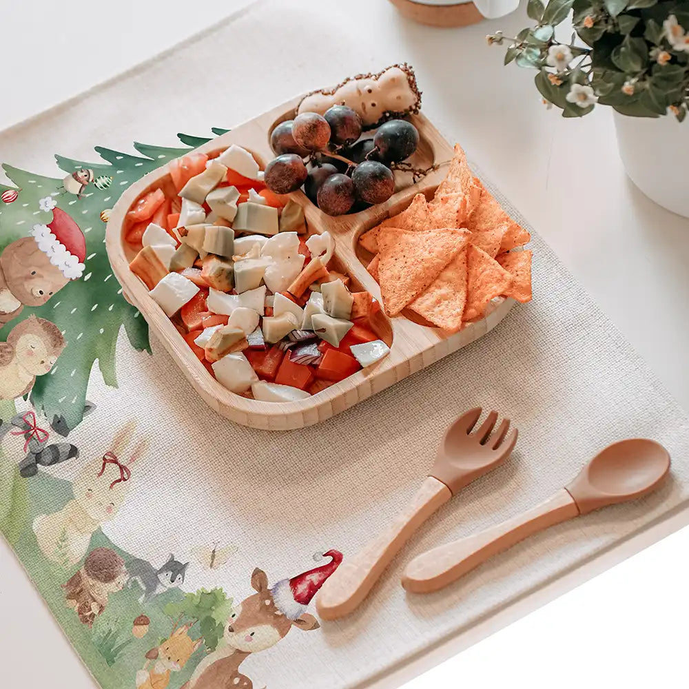 Tischset Kinder personalisiert Weihnachtsmotiv - Niedliche Waldtiere