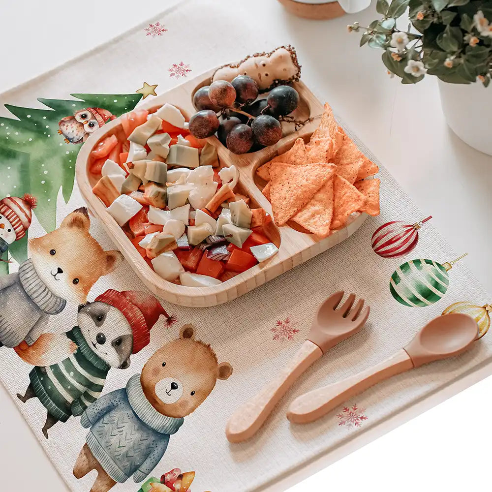 Tischset Kinder personalisiert Weihnachtsmotiv - Fluffy Friends