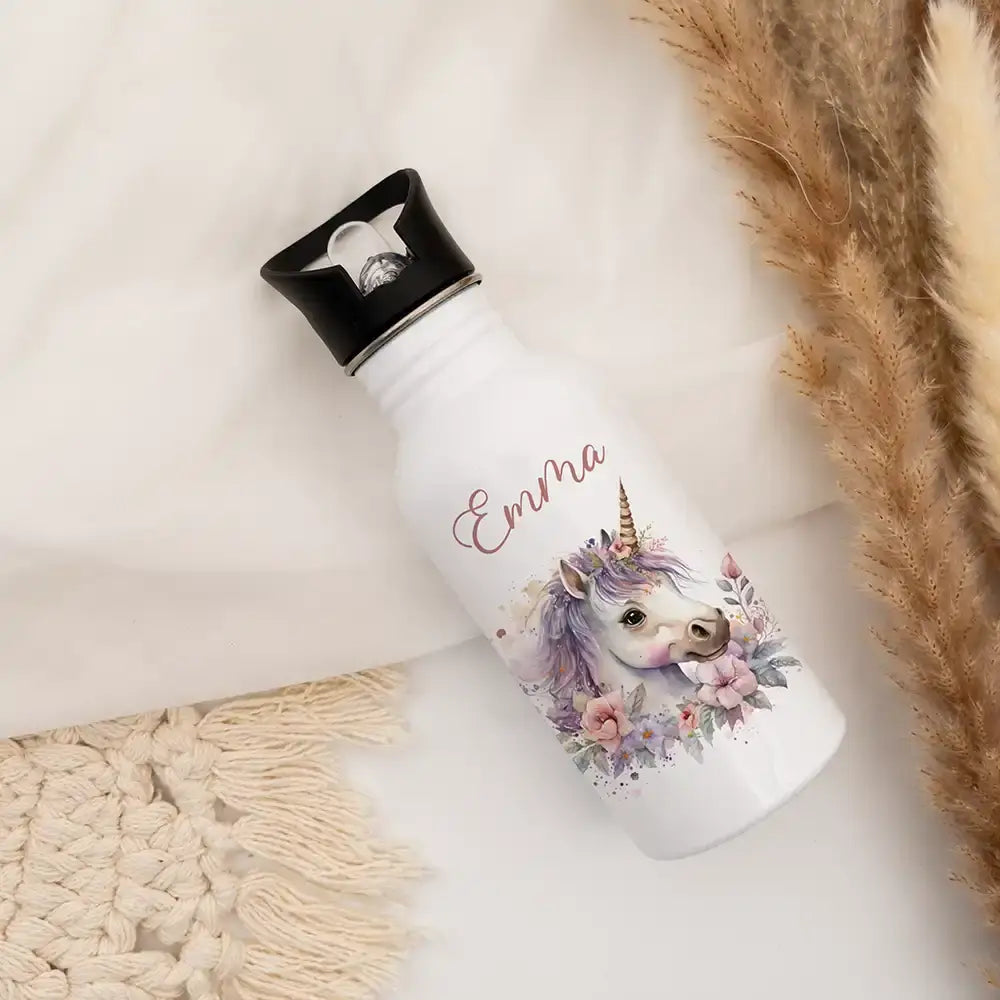 Personalisierte Kinder Trinkflasche mit Trinkhalm