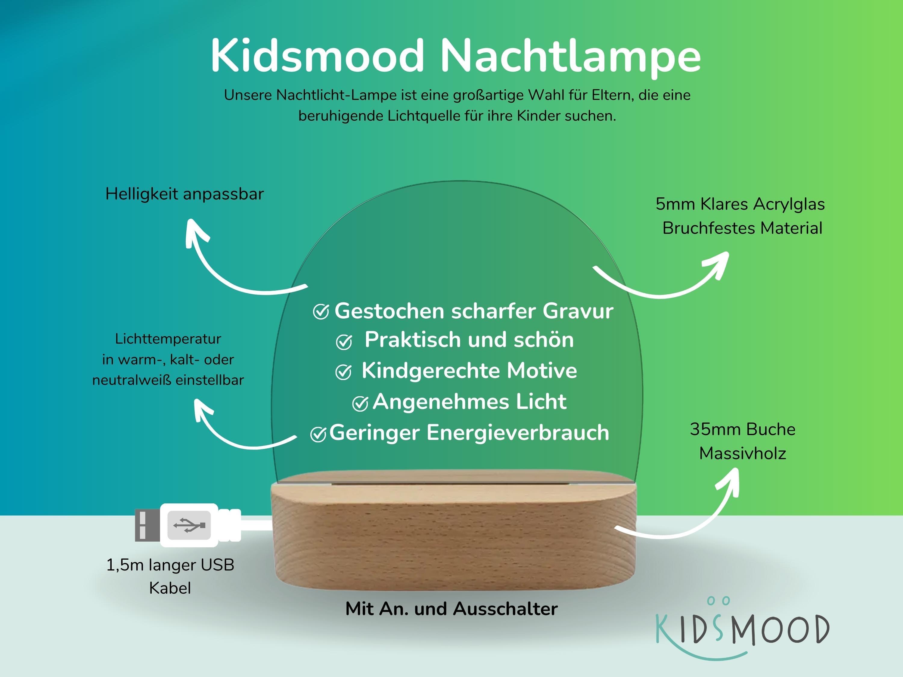 Personalisierte Nachtlampe Löwengesicht - Kidsmood.de