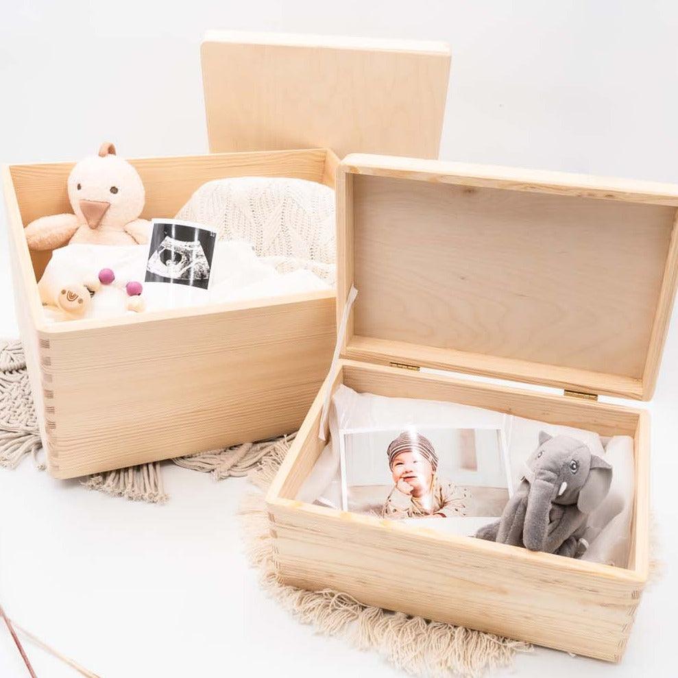 engraved memory box with woodland animal family and custom name