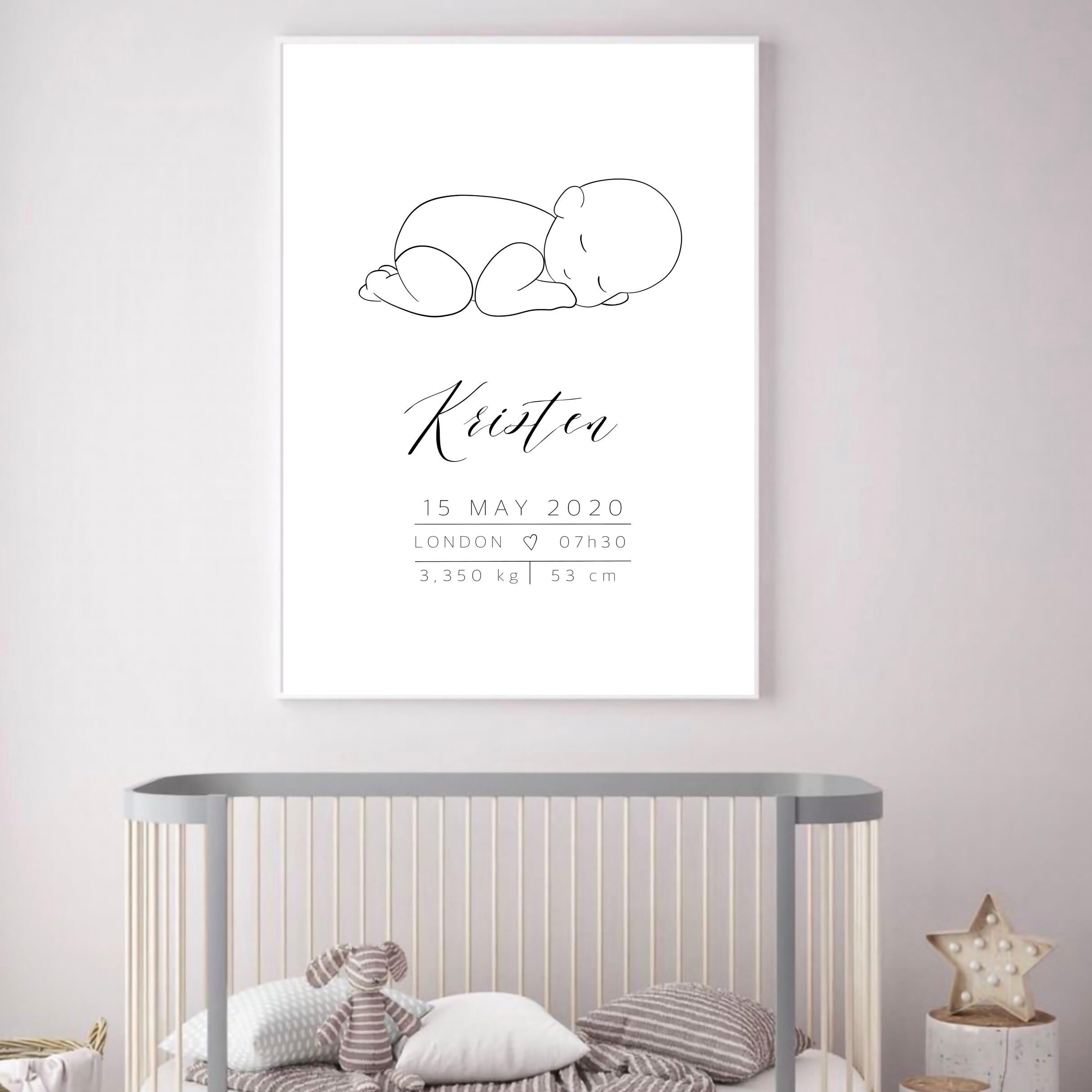 elegant birth card with personalized baby name and details